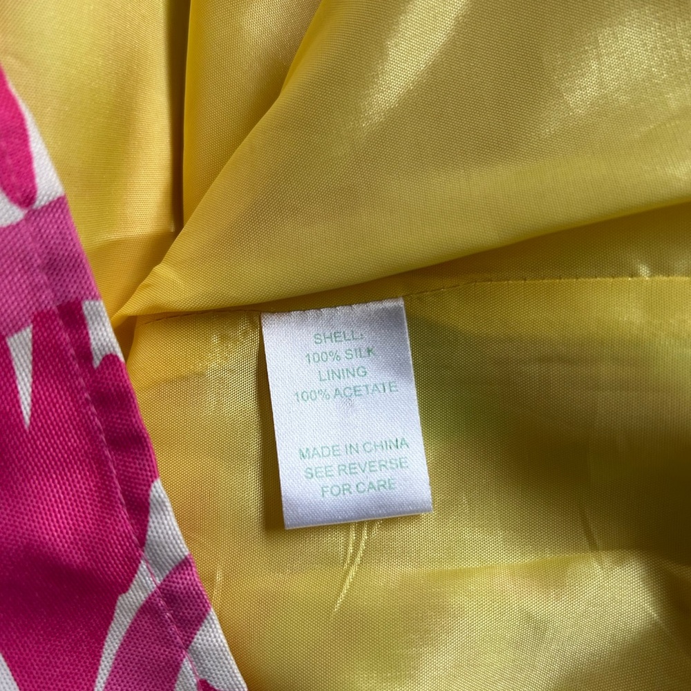 Lilly Pulitzer Silk Pink and Green Floral 3/4 Sleeve Tunic Dress Top Sz - Picture 10 of 10